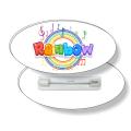 .050 White Plastic Badge with Safety Pin / oval (1.5" x 3") 4CP