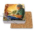 Gift Boxed Set of 4 Premium Coasters .100 Gloss Copolyester Top & 1/16" cork base (3.5" x 3.5") 4CP