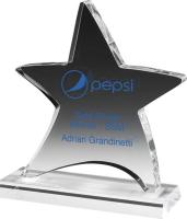 Clear Moving Star Award with base 3/4" Acrylic (6 1/2" x 7 1/4") Screen-printed
