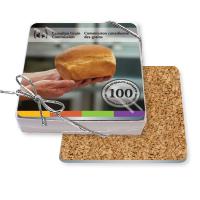 Gift Boxed Set of 4 Premium Coasters .010 Frosted Plastic Top & 1/16" cork base (3.5" x 3.5") 4CP
