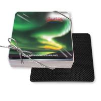 Gift Boxed Set of 4 Premium Coasters .020 Gloss Plastic Top & 3/32" Rubber base (3.5" x 3.5") 4CP