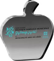 Clear Apple Paperweight 3/4" Acrylic (4 1/8" x 4 5/8") Screen-printed