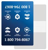 White Vinyl Wallet business card holder, open size (3.875" x 5.375") closed size (3.875" x 2.625") Four colour process