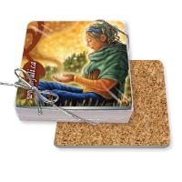 Gift Boxed Set of 4 Premium Coasters .100 Gloss Copolyester Top & 1/16" cork base (3.5" x 3.5") 4CP