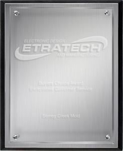 Silver Rectangle Plaque Black Acrylic and Brushed Aluminum with Clear Acrylic overlay (8" x 10" x 1") Laser Engraved