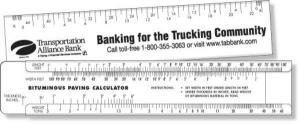 White Plastic Slide Calculator for Paving (1.31" x 6.375") Screen-printed in Black at 76lpi, any bleed edge