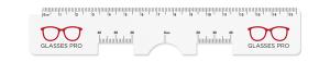 .040 White Styrene Pupil Distance Ruler (1.125" x 6.5") Screen-printed