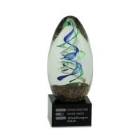 Art Glass 3 Award Small - Multi-Color Design - 2 " x 5.25 "