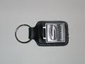 Top Grain Leather Large Rectangle Key Tag w/ Round Metal Medallion Key Fob