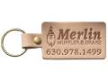 Large Rectangle Natural Leather Riveted Key Tag (1 1/2"x3 1/4")