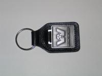 Bonded Leather Large Rectangle Key Tag w/ Metal Medallion Key Fob