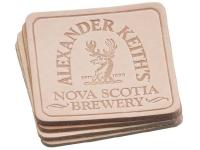 Set of 4 Square Natural Leather Coasters