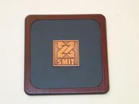 Solid Cherry Wood Square Coaster w/Leather Inserts