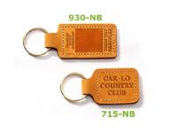 Nubuck Leather Small Rectangular 2 Sided Sewn Key Tags (2 3/8"x1 1/2")