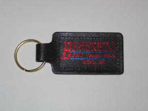 Bonded Leather Large Rectangle 2 Sided Sewn Key Tag (1 1/2"x 3 1/4")