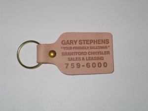 Large Rectangle Natural Leather Riveted Key Tag (1 3/4"x3")