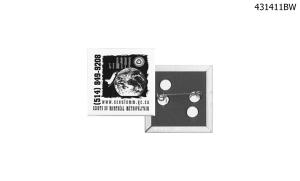 Button Square 1-1/2" x 1-1/2" Pin Back - Printed black on white or colored stock paper