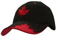 Brushed Heavy Cotton Cap with Maple Leaf Insert on Peak