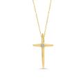 Victoria's Finest Yellow Gold Cross with Diamond Centre on adjustable 18" chain, 10k, .007tcw