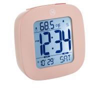 Small Alarm Clock with Snooze - Light Calendar Temperature and Date - Pink