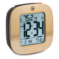 Small Alarm Clock with Snooze - Light Calendar Temperature and Date - Gold