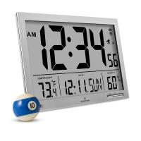 Slim-Jumbo Atomic Digital Wall Clock with Temperature Date and Humidity - Graphite Grey