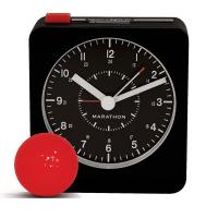 Classic Silent Sweep Alarm Clock with Auto Night Light - Black