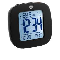 Small Alarm Clock with Snooze - Light Calendar Temperature and Date - Black