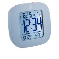 Small Alarm Clock with Snooze - Light Calendar Temperature and Date - Blue