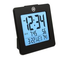 Digital Alarm Clock with Day - Date - Temperature and Backlight - Black