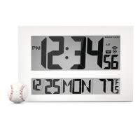 Commercial Grade Jumbo Atomic Wall Clock with 6 Time Zones - Indoor Temperature & Date White