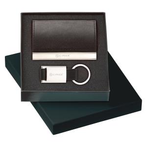 Colorplay leather card case & key ring gift set