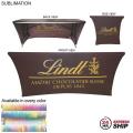 24 Hr Express Ship - Sublimated Stretch Curved Fit Table Throw for 6ft table, 3 sided, Open Back