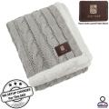 Personalized Cable Knit Chenille Sherpa Throw, with Lasered logo patch, NO SETUP CHARGE