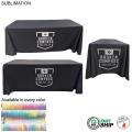 72 Hr Fast Ship - Sublimated PREMIUM Cloth for 6' table, Drape style, Closed Back, Rounded Corners