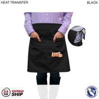 24 Hr Express Ship - Bistro Twill Black Waist Apron, 30x18, 2 Pockets, Heat Transfer logo, In Stock