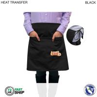 72 Hr Fast Ship - Bistro Twill Black Waist Apron, 30x18, 2 Pockets, Heat Transfer logo, In Stock