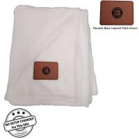 Plush and Cozy Mink Flannel Fleece Blanket, 50x60, with Lasered logo patch, NO SETUP CHARGE