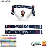 72 Hr Fast Ship - Sublimated Soccer Football Stadium Scarves, 6x60, Sublimated edge to edge 2 sides