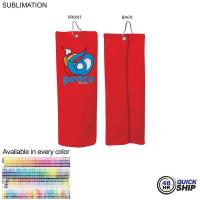 48 Hr Quick Ship - Colored Microfiber Dri-Lite Terry Golf Towel, Finished size 6x15, Trifold