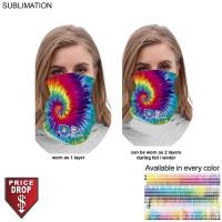 Sublimated BEST VALUE lightweight Seamless Winter Neck Gaiter which can be worn as 2-layers (2ply)