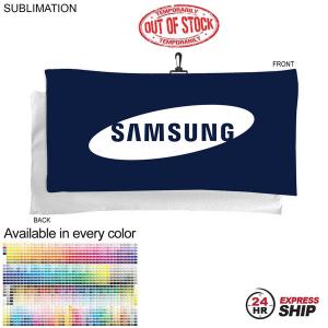 24 Hr Express Ship - Oversized Golf Towel in Microfiber Terry, 20x40, with Black Hook, Sublimated