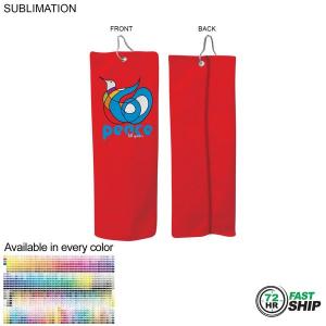 72 Hr Fast Ship - Colored Microfiber Dri-Lite Terry Golf Towel, Finished size 6x15, Trifold