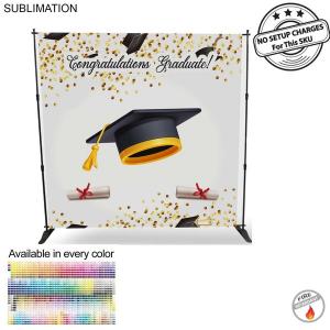 Graduation Ceremony 8' Backdrop, Media Wall, with Full Color Graphics, Photos, NO SETUP CHARGE