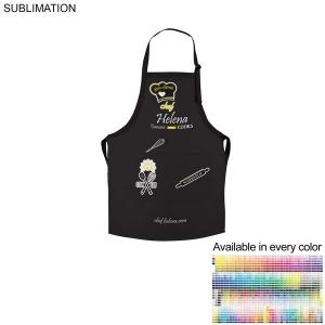 Colored Sublimated Bib Apron, 25x28, 2 Pockets, Adjustable Neck, White or Stock Colored Ties