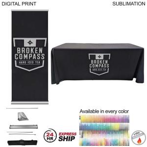 24Hr Express Ship Deluxe Tradeshow Package, Deluxe Retractable Banner+ Premium Sublimated tablecloth