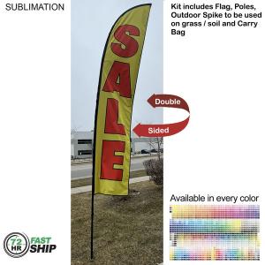 72 Hr Fast Ship - 15' Large Feather Flag Kit, Full Color Graphics Double Sided, Spike and Bag