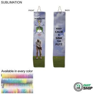 72 Hr Fast Ship - Plush Velour Terry Cotton blend Golf Towel, Finish size 6x25, Trifold