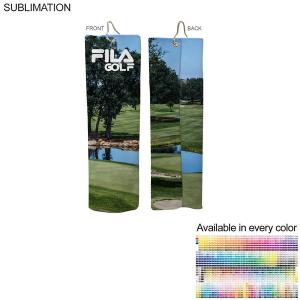 Microfiber Suede Shammy Golf Towel, Finished size 5x18, Trifold Grommet & Hook, Sublimated