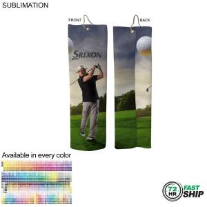 72 Hr Fast Ship - Sublimated Microfiber Terry Trifolded Golf Towel, 5x18